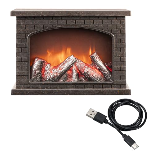 Ideen mit Herz LED-Kamin | Deko Kaminfeuer | elektrisch | batteriebetrieben | ohne Heizung | realistischer Feuer-/Flammen-Effekt | 28 x 11,8 x 19,8 cm | mit Timer-Funktion
