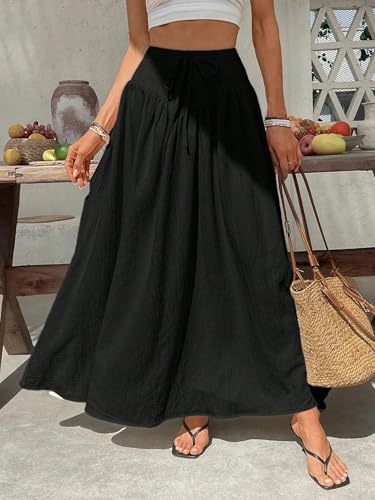 Women's Flowy Trendy Skirt Solid Color High Waist Skirt3