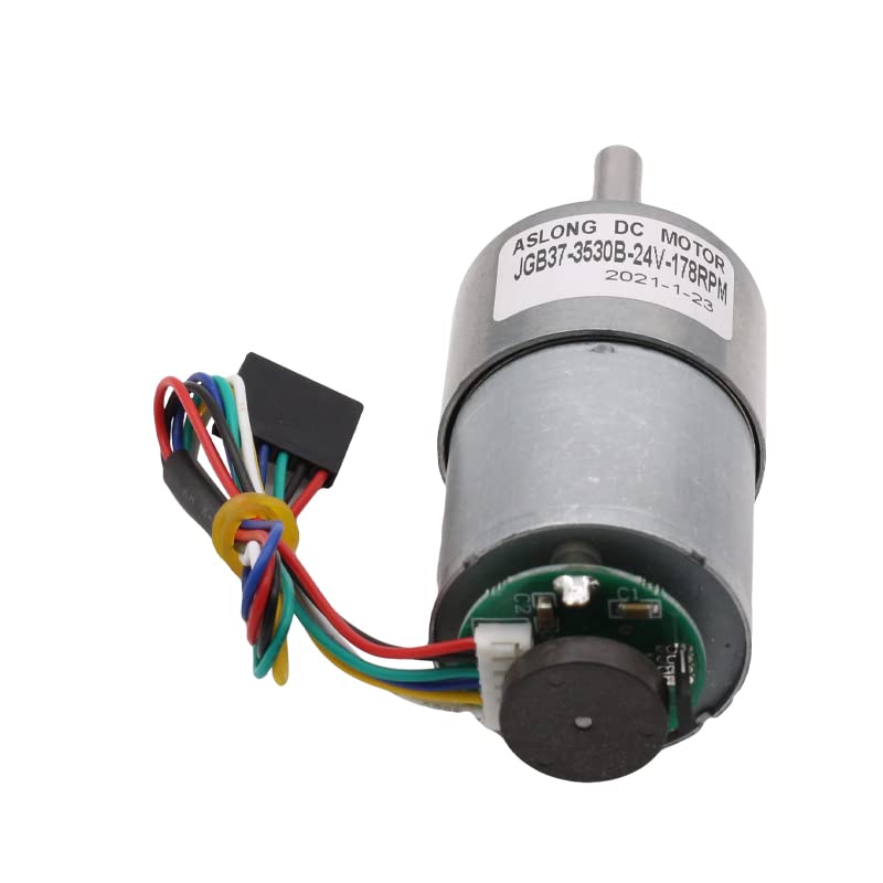 AOLONG For JGB37-3530B 12v 24v High Torque Low Rpm Permanent Magnet Mini Micro DC Gear Motor With Encoder For Testing Speed - (Speed(RPM): 111, Voltage(V): 24V)