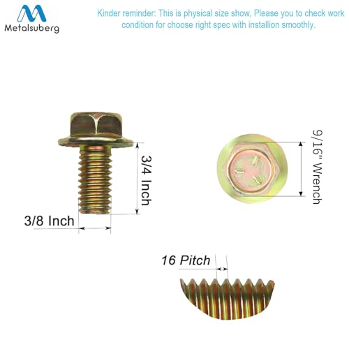 Image of 3 /8 inch x 3 /4 inch Flanged Hex Toothed Bolt by Color Zinc Plated, Alloy Steel,Grade 5.(12pcs Pack) by Metalsuberg