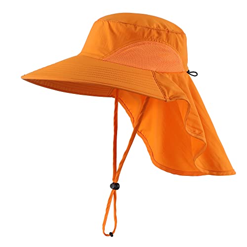 Image of Home Prefer Outdoor UPF50+ Sun Hat Wide Brim Mesh Fishing Hat with Neck Flap