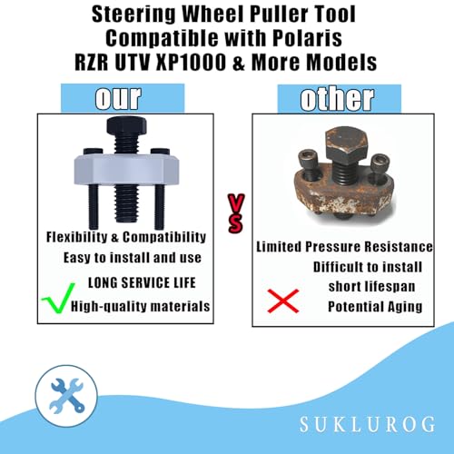 XP1000 Heavy Duty Steering Wheel Puller Tool Compatible with Polaris RZR UTV XP/XP4 1000 2014-2025/RZR 900 Trail 2015-2020/RZR & More Models by SUKLUROG - Image 4