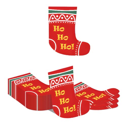 Auroriel 40 Pezzi Tovaglioli di Carta Natalizi Calze di Natale Tovaglioli Tenda Tavola Decorazione Monouso Festiva Party Decorazione Natale Avvento Nikolaus Festa di Nata