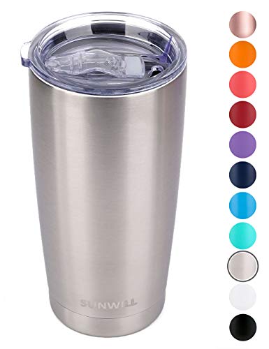 SUNWILL 20oz Tumbler with Lid, Stainless Steel Vacuum Insulated Double Wall Travel Tumbler