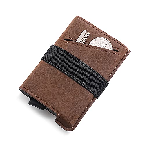 Mini kaarthouder portemonnee heren clip - creditcardhouder met RFID-blokkering met geldhouder in geschenkdoos - RFID-portemonnee kaarthouder, Bruin - Image 8