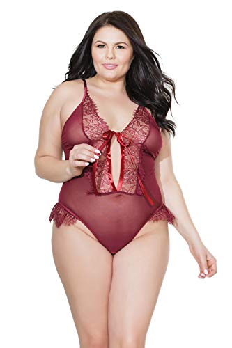 Teddy coquette femme entrejambe ouvert violet grande taille XL
