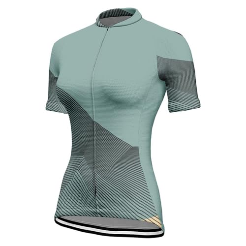 Chickwin Magliette da Ciclismo Donna, Stile Geometrico Maglia da Ciclismo Manica Corta Estivo Maglietta da MTB Asciugatura Rapida Traspirante T Shirt Jersey per Multi-Sport
