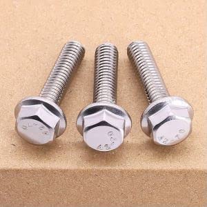 Image of M8-1.25 x 30mm (10 pcs) Flanged Hex Bolts, 304 Stainless Steel 18 /8, Large Washer Head Automotive Screws for Car Parts & Machinery Replacement
