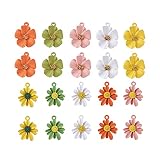 40pcs Alloy Flower Pendant Charms 5 Colors Metal Spray Painted Flower Daisy Dangle Charm Loose Space