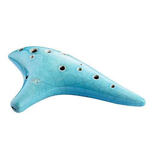 “Ocean Notes” 12 Hole Sweet Potato Ocarina Graceful Shape Pottery Ocarina in Alto C (Sea Rose)