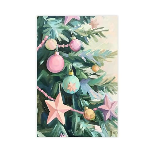Toile sapin de Noël pastel grand format tableau mural sans reflet