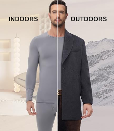 wirarpa Men's Thermal Underwear Fleece Lined Base Layer Long Johns Long Sleeve Top and Bottom Set 6