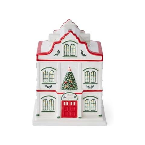 Spode Christmas Tree Miniature Christmas Village Figural Decoration, LED Lighted Christmas Village Set, Ceramic Holiday Decor - Dolomite Christmas Collectible for Indoor Display (Hotel) Cover