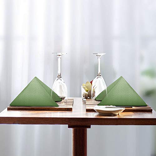 Vcvcoo Cloth Napkins Set Of 6 Herringbone Jacquard Polyester Napkins For Wedding Party Restaurant Kitchen Table Dinner Napkins (Green, 17X17 Inch) #TOP2