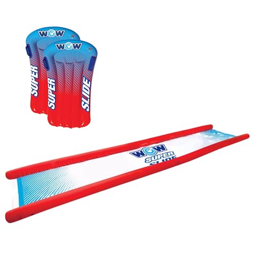 Wow Sports Super Inflatable Lawn Water Slide - 25 ft - Zigzag Sprinklers - Includes 2 Sleds - Kids & Adults