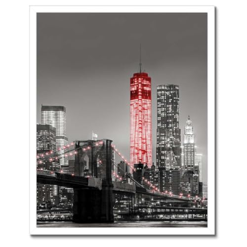 Pont de Manhattan affiche New York souvenirs de voyage cadre noir