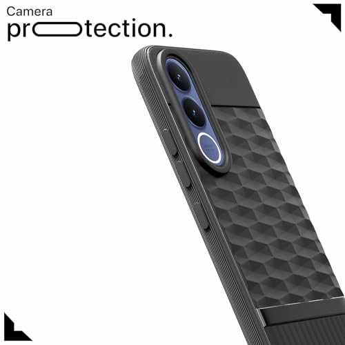 Image of Pikkme Back Cover for Vivo V70 FE 5G Camera Protection 3D Hexa Cube Design Silicone Protective Bumper Case (Black)