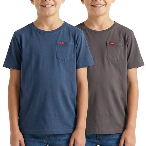 Wrangler Boys T Shirts 2-Pack - Crew Neck Pocket Tee, Soft Cotton Blend - image 6