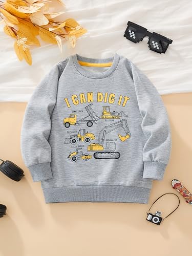 Image of Akyzic Boys Sweatshirts Cotton Long Sleeve Crewneck Pullover Toddler Kids Winter Warm Shirt Sweater Tops 3t-8t