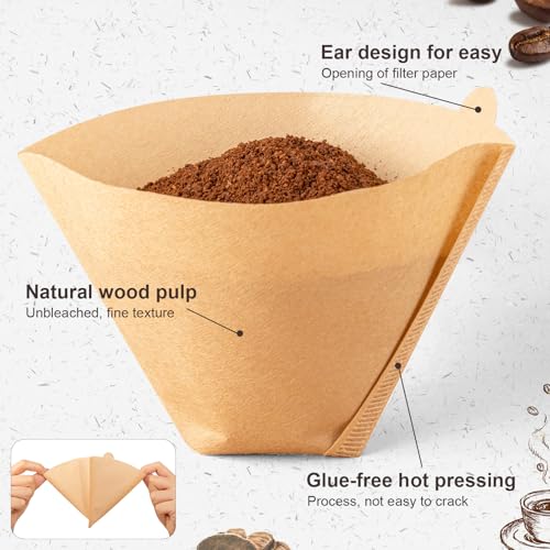 Image of 100 Count #4 Cone Coffee Filters 8-12 Cup Compatible with Ninja Maker | Unbleached, Disposable, Natural Wood Pulp Coffee Filters Compatible with Ninja, Pour Over and Drip Coffee Maker