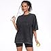 Womens Vintage Oversized T Shirts Acid Washed Baggy Cotton Tee Casual Workout Boyfriend Short Sleeve Tops(Black XL)