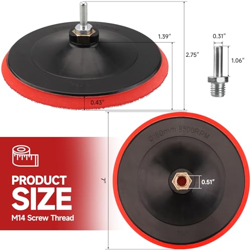 MOGRQAP Sanding Disc Polishing Pad 178mm Sanding Disc Kit with M14 Drill Adapter - Image 2