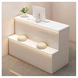 【Stile moderno e semplice】: Che tu dia priorità alla funzionalità o all'estetica, questo bancone reception bicolore è la scelta perfetta. Il design bicolore con morbida illuminazione a LED crea un effetto visivo elegante e raffinato, conferendo al bancone un aspetto moderno e sofisticato, adatto a qualsiasi ambiente.