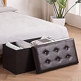 Youdesure Folding Storage Ottoman Bench, Faux Leather Footrest for Living Room, End of Bed Bench...