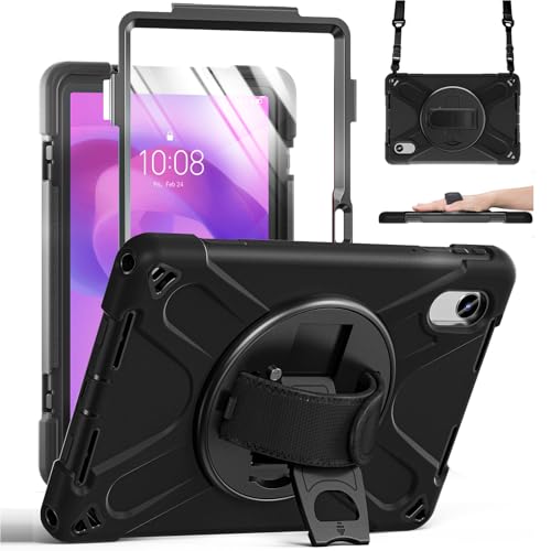 Coque rotative Lenovo Tab 11 2025 étui avec support dragonne noir