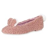  VAN HILL Damen Klassische Ballerinas Kunstpelz Slipper Pom Poms Slip-Ons 148244 Rosa 38
