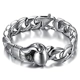BOBIJOO JEWELRY - Armband Curb Boxhandschuh Mann Boxer 316l Edelstahl Silber