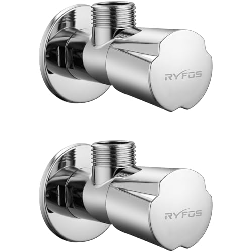 Image of India's 1st Lifetime Support Brand, R4010AV, SS-304 Grade Angle Valve | Angle Cock for Bathroom With Wall Flange | Valve for Geyser | Bathroom Tap | (Chrome Finish, 2-Piece)