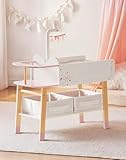 ROBOTIME Cambiador de muñecas de madera, cambiador de muñecas con cajón de almacenamiento, cuna, lavabo, trona, ropa de cama, muebles para muñecas de menos de 18 pulgadas, serie Ballet Fairy - Rosa