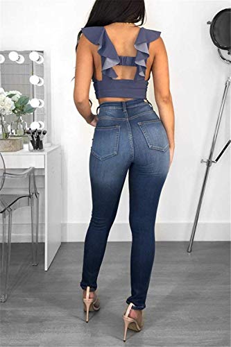 Image of Women's High Waisted Jeans for Women Ripped Skinny Stretch Jeans Distressed Butt Lifting Denim Pants
