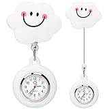 2pcs Montre D'infirmière Montre Gousset Rétractable avec Pince Montre de Poche Montres à Quartz Cadran Lumineux Montre Suspendue Montre Médecin Portable pour Soin Médecin Infirmière (Nuage Blanc)