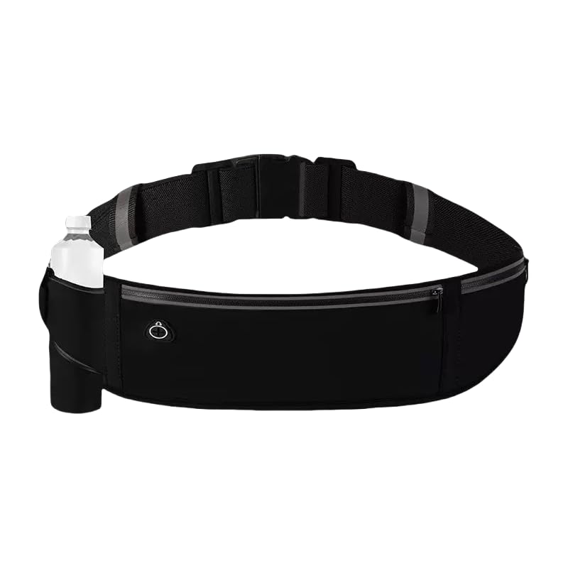 RYVN Running Fanny Pack for Women and Men,Non Chafing Waist Band Pack for Phone,with Waterproof Adjustable Elastic Strap,Sweatproof waistpacks with Large Capacity (Black)