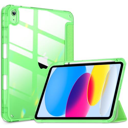 VIKESI for iPad A16 11-inch 2025 and iPad 10th Generation Case 10.9 inch Released in 2022, Matte Slim Hard Back, Soft TPU Frame, Pencil Holder and Auto Sleep/Wake Cover - Spring Green