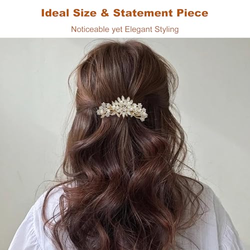 Accesorio de cabello nupcial dorado con clip elegante miniatura 5