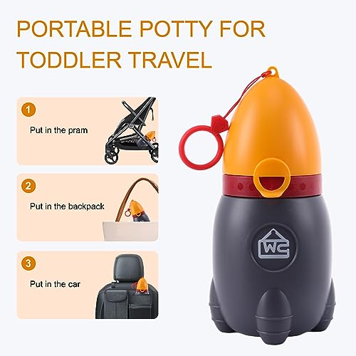 DIJIAMEIYA Portable Potty for Kids – Leak-Proof Rocket Travel Urinal for Boys & Girls, Lightweight Road Trip Essential for Car, Camping, Potty Training, Easy-Clean Reusable Pot(Vitality Orange) — view 2