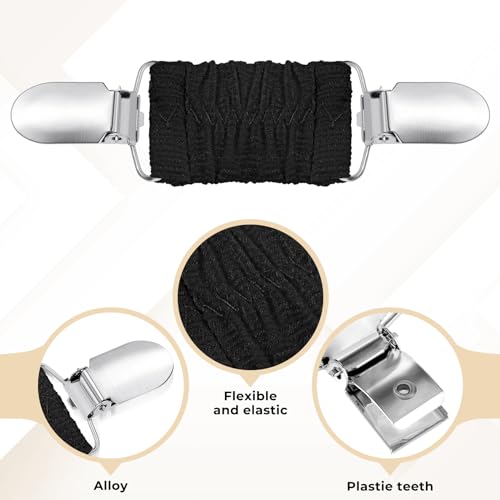 Image of Mabor 2Pcs Dress Clips Back Cinch, Elastic Shirt Clips for Women Clothing Dress Cincher Clip for Fitting Retro Cardigan Collar Clips Shawl Clip for Girls Dress Tightener Clip, Black, white