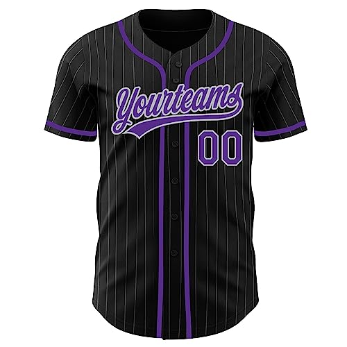 Camiseta de béisbol a rayas personalizada para mujeres, hombres y jóvenes con nombre, número y logo del equipo estampados miniatura 2
