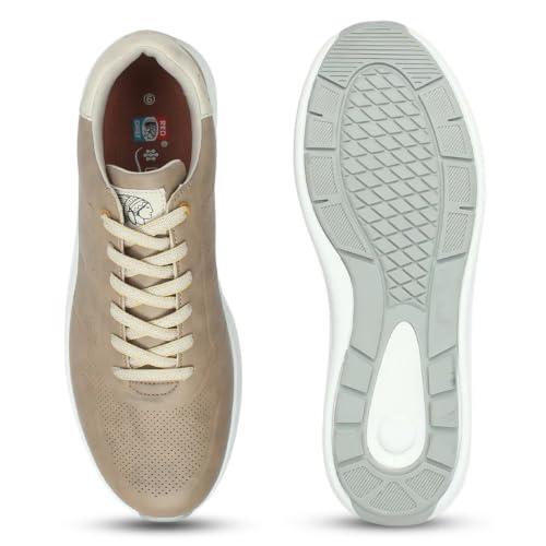 Image of Red Chief Men's Sneakers | Lace-Up Low Ankle Shoes for Everyday Wear | Stylish & Comfortable Trendy Footwear | Beige (C6007)