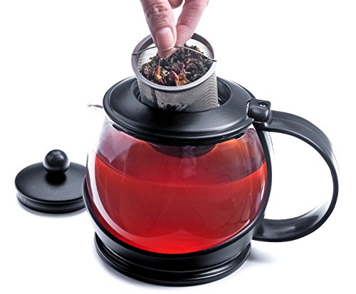 Glass Teapot and Infuser Set with 40-Ounce Capacity for Steeping Loose Leaf Tea - Includes Tea Cozy to Keep Tea Hot Longer