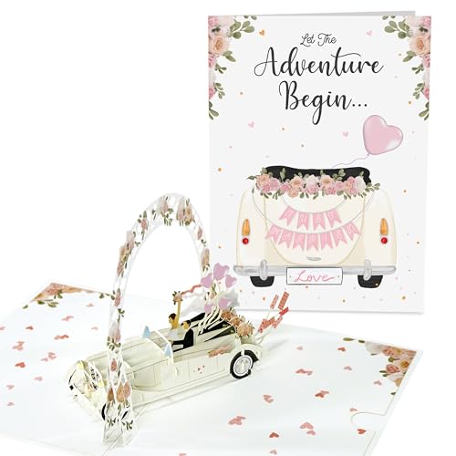 CENTRAL 23 Wedding Cards For Bride And Groom 3D - Just Married - Congratulations Pop Up Cards - Love - Congrats - Best Wishes Gift For Couple - Greeting Card For Weddings