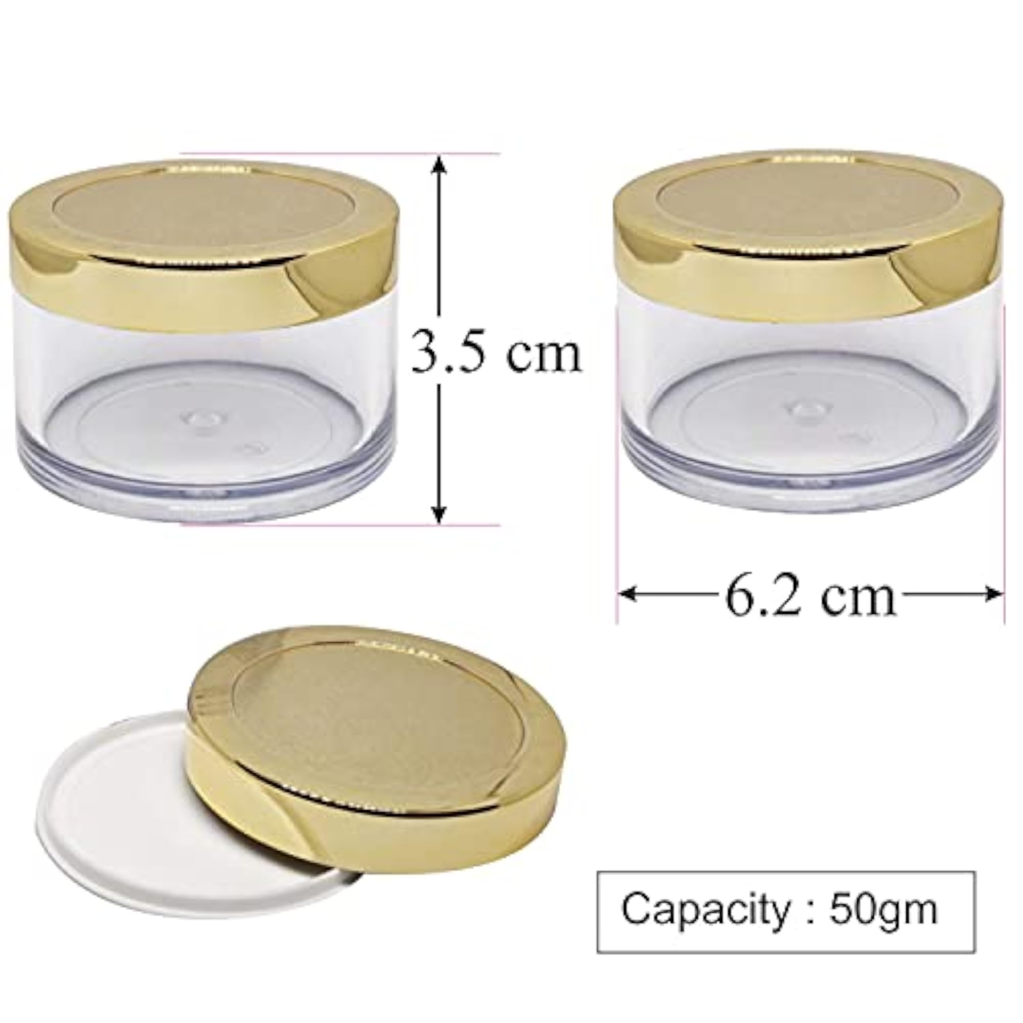 Empty Cosmetic Containers, Acrylic Jars, Pack of 3