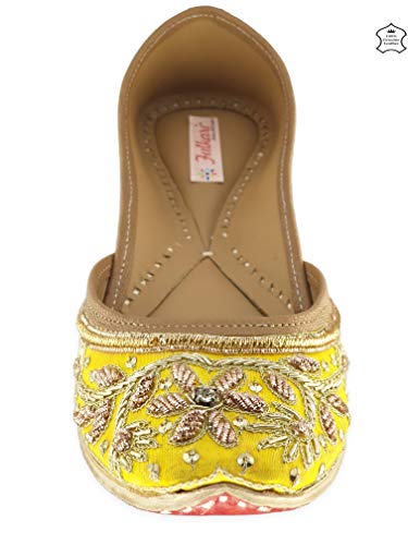 Image of Fulkari Women's Murraya Genuine Soft Leather Juttis | Bite and Pinch Free Jutis | Punjabi Jutti For Ladies | Bridal Ethnic Stylish Mojari Flats For Girls |