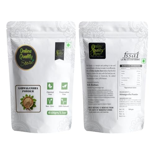Image of Online Quality Store Natural Ashwagandha Powder - 100g | for Stress Relief, Anxiety Support, Immune System Booster