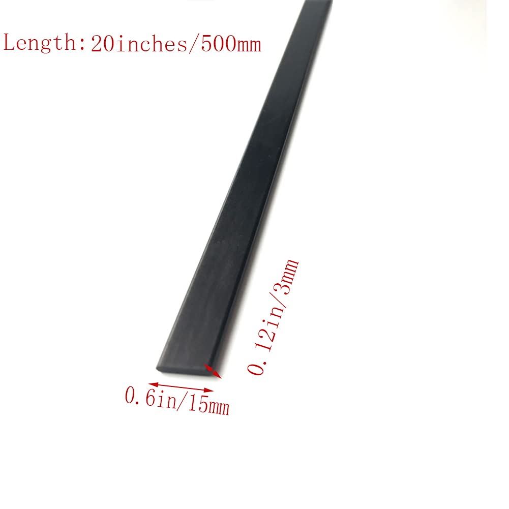 Carbon-Faser Streifen 500x12x3mm – 100% Reines Carbon, Leicht & Stabil, Für Modellbau & Drohnen