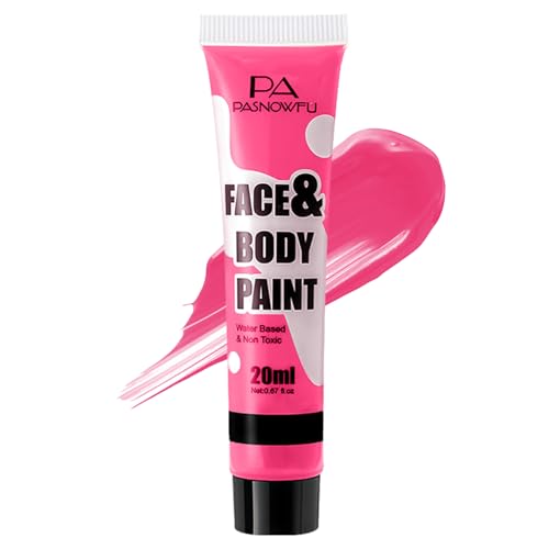 PASNOWFU Pink Face Paint -Water Based Non-Toxic Highly Pigmented Body Painting for Vintage Doll Puppet Halloween SFX Cosplay Full Coverage Washable Paint for Costume Party Stage Performance