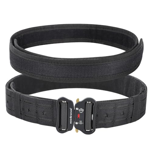 Battle Belt Combat 2 Inch Quick Release Buckle, MOLLE Hunting Duty Belt for Men Durable Two-in-One (Black, L)